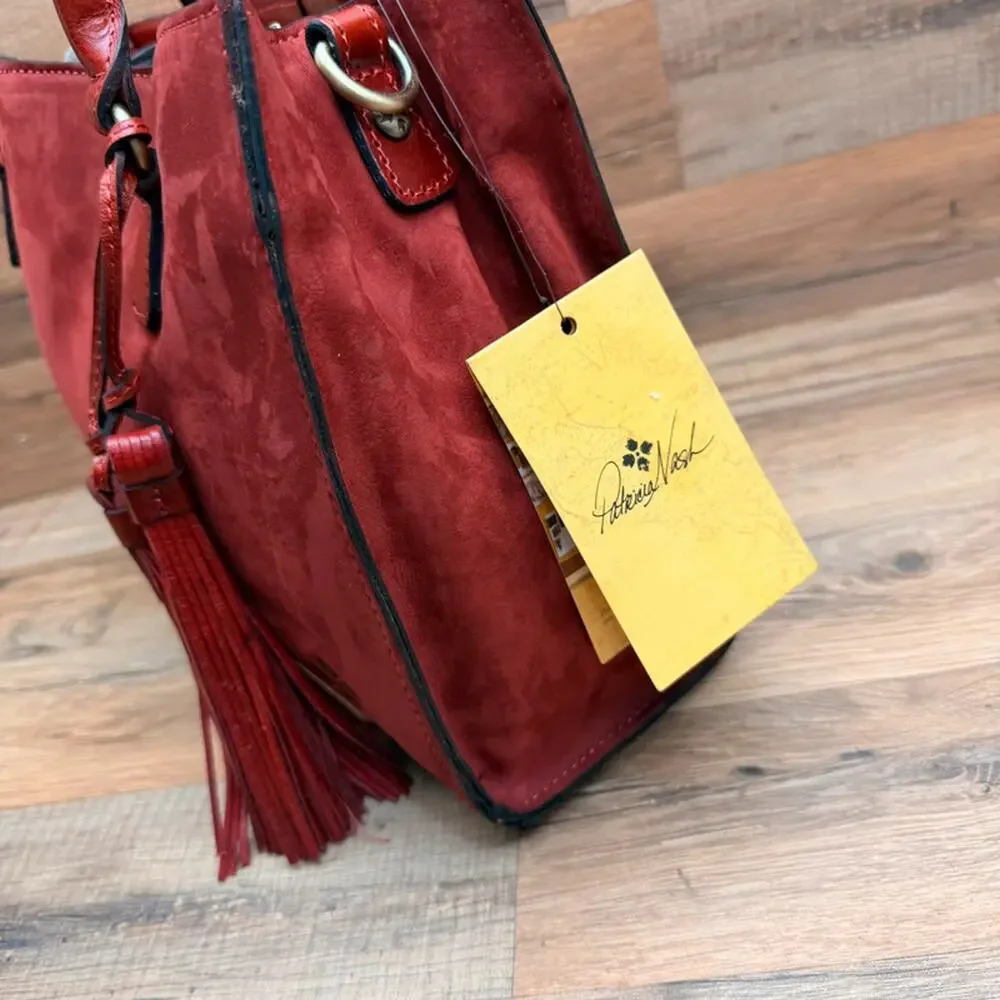 Patricia Nash Sz Medium Leather Primrose Satchel Red Handbag